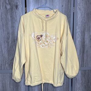 Vintage WEK Sweatshirt Size 1 Embroidered Flower Bee Yellow Color